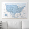 Push Pin National Parks Map - Light Blue Color Splash - Pins Included! - Liza Pruitt