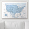 Push Pin National Parks Map - Light Blue Color Splash - Pins Included! - Liza Pruitt