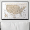 Push Pin National Parks Map - Light Brown Color Splash - Pins Included! - Liza Pruitt