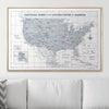 Push Pin National Parks Map - Light Gray Color Splash - Pins Included! - Liza Pruitt