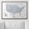 Push Pin National Parks Map - Light Gray Color Splash - Pins Included! - Liza Pruitt