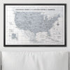 Push Pin National Parks Map - Light Gray Color Splash - Pins Included! - Liza Pruitt