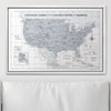 Push Pin National Parks Map - Light Gray Color Splash - Pins Included! - Liza Pruitt