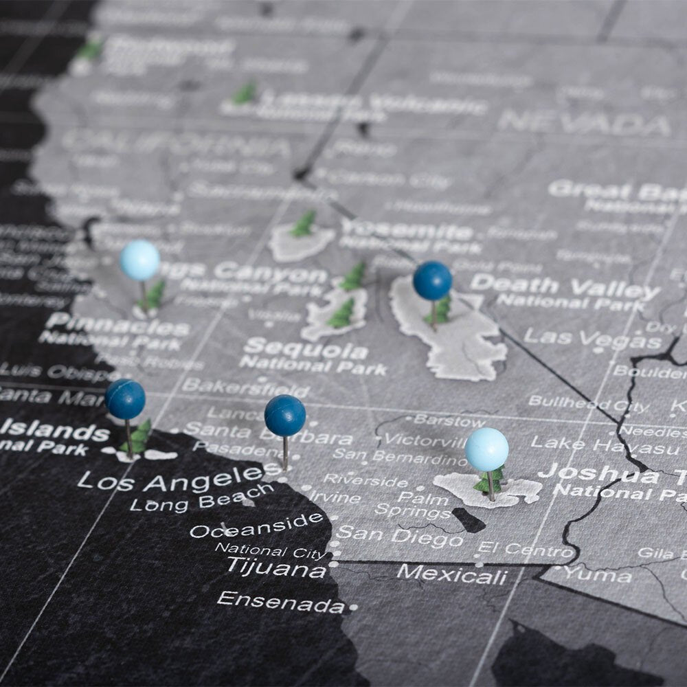 Push Pin National Parks Map - Modern Slate - Pins Included! - Liza Pruitt