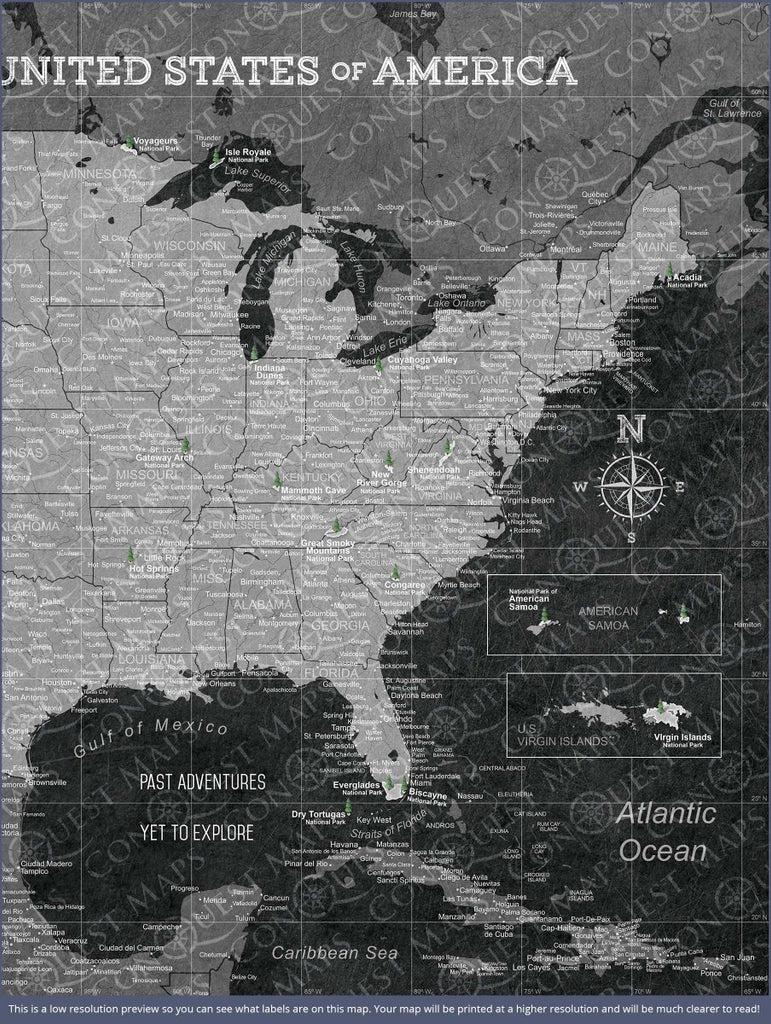 Push Pin National Parks Map - Modern Slate - Pins Included! - Liza Pruitt
