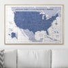 Push Pin National Parks Map - Navy Color Splash - Pins Included! - Liza Pruitt