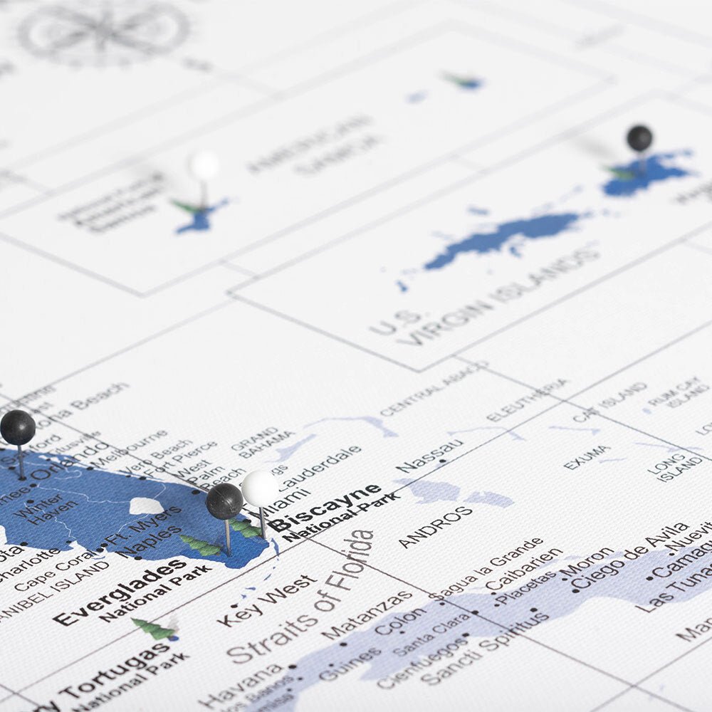 Push Pin National Parks Map - Navy Color Splash - Pins Included! - Liza Pruitt