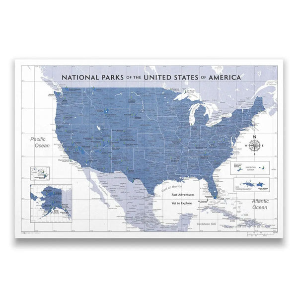 Push Pin National Parks Map - Navy Color Splash - Pins Included! - Liza Pruitt