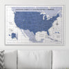 Push Pin National Parks Map - Navy Color Splash - Pins Included! - Liza Pruitt
