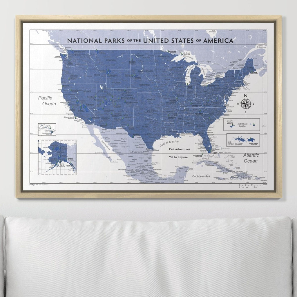 Push Pin National Parks Map - Navy Color Splash - Pins Included! - Liza Pruitt