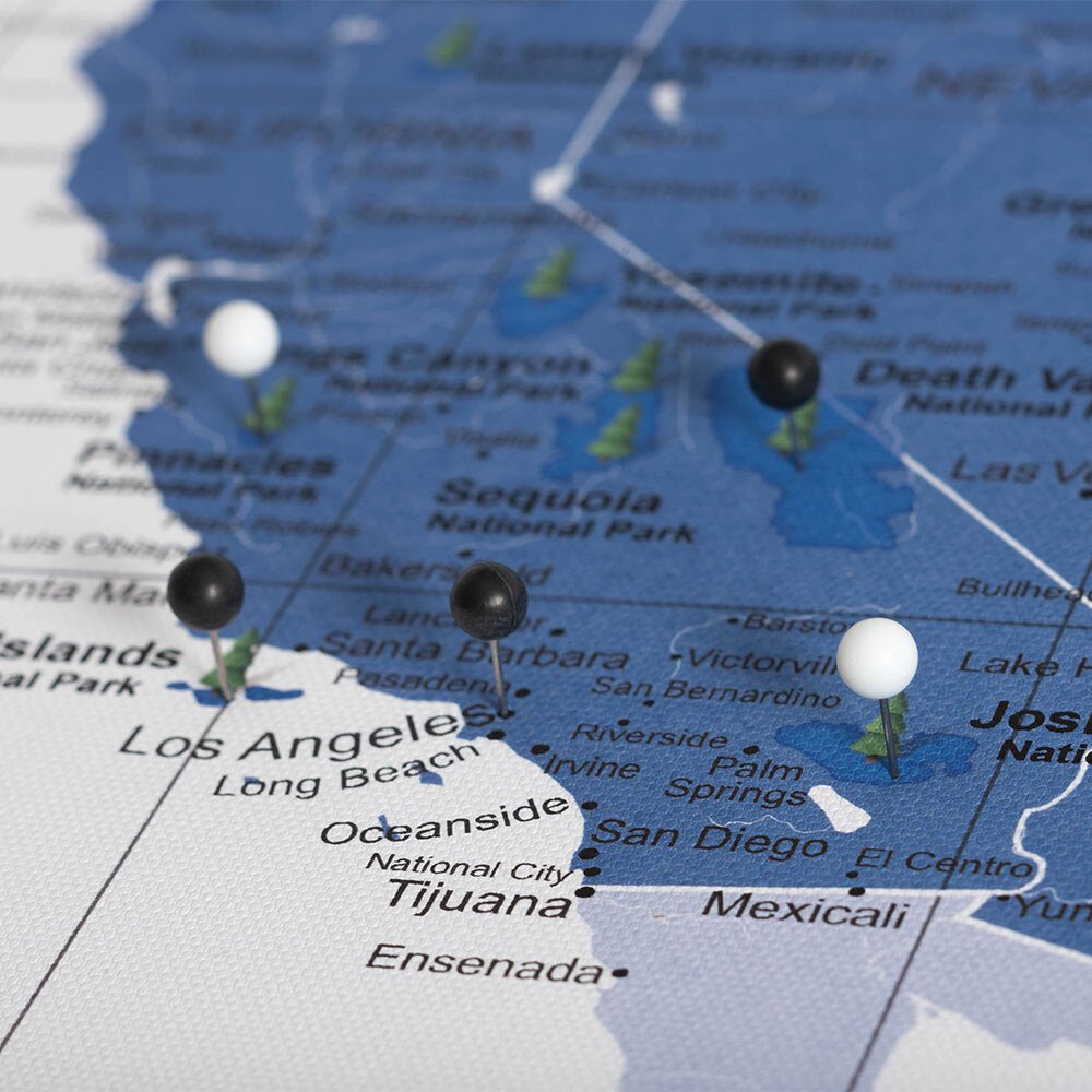 Push Pin National Parks Map - Navy Color Splash - Pins Included! - Liza Pruitt