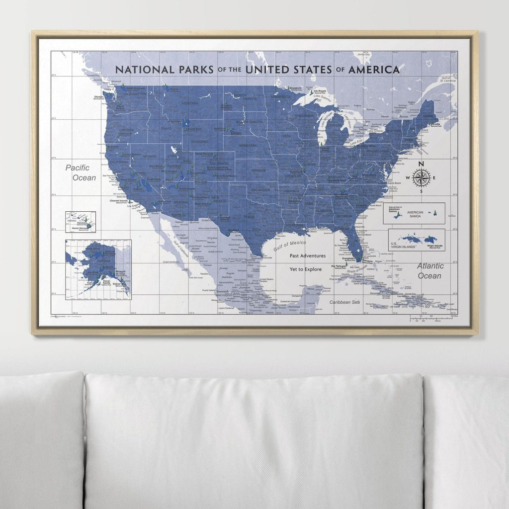 Push Pin National Parks Map - Navy Color Splash - Pins Included! - Liza Pruitt