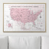 Push Pin National Parks Map - Pink Color Splash - Pins Included! - Liza Pruitt