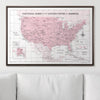 Push Pin National Parks Map - Pink Color Splash - Pins Included! - Liza Pruitt