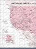 Push Pin National Parks Map - Pink Color Splash - Pins Included! - Liza Pruitt
