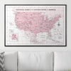 Push Pin National Parks Map - Pink Color Splash - Pins Included! - Liza Pruitt