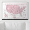 Push Pin National Parks Map - Pink Color Splash - Pins Included! - Liza Pruitt