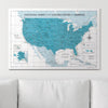 Push Pin National Parks Map - Teal Color Splash - Pins Included! - Liza Pruitt