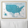 Push Pin National Parks Map - Teal Color Splash - Pins Included! - Liza Pruitt