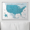 Push Pin National Parks Map - Teal Color Splash - Pins Included! - Liza Pruitt