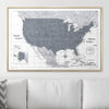Push Pin USA Map Pin Board - Dark Gray Color Splash - Pins Included! - Liza Pruitt