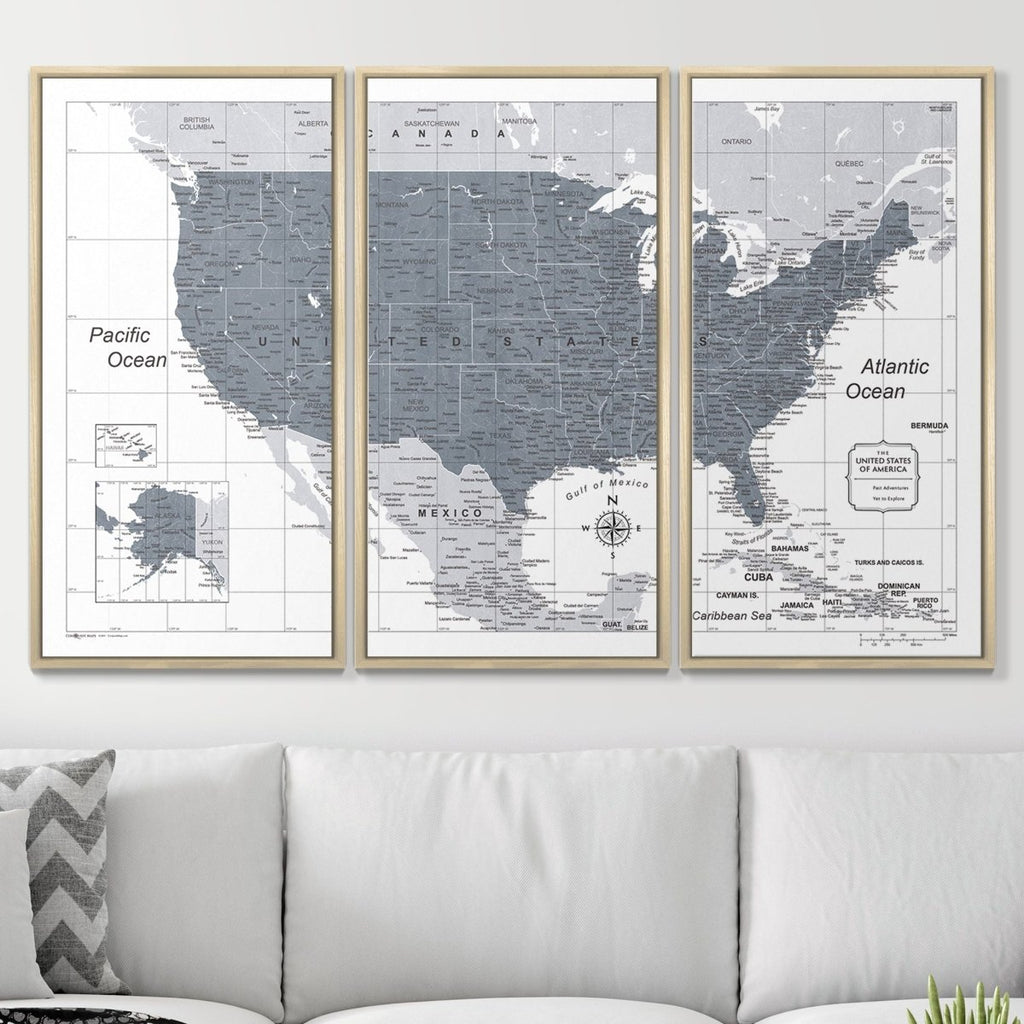 Push Pin USA Map Pin Board - Dark Gray Color Splash - Pins Included! - Liza Pruitt