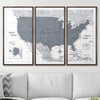 Push Pin USA Map Pin Board - Dark Gray Color Splash - Pins Included! - Liza Pruitt