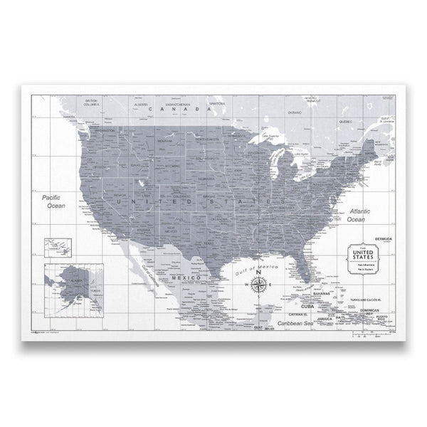 Push Pin USA Map Pin Board - Dark Gray Color Splash - Pins Included! - Liza Pruitt