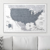 Push Pin USA Map Pin Board - Dark Gray Color Splash - Pins Included! - Liza Pruitt