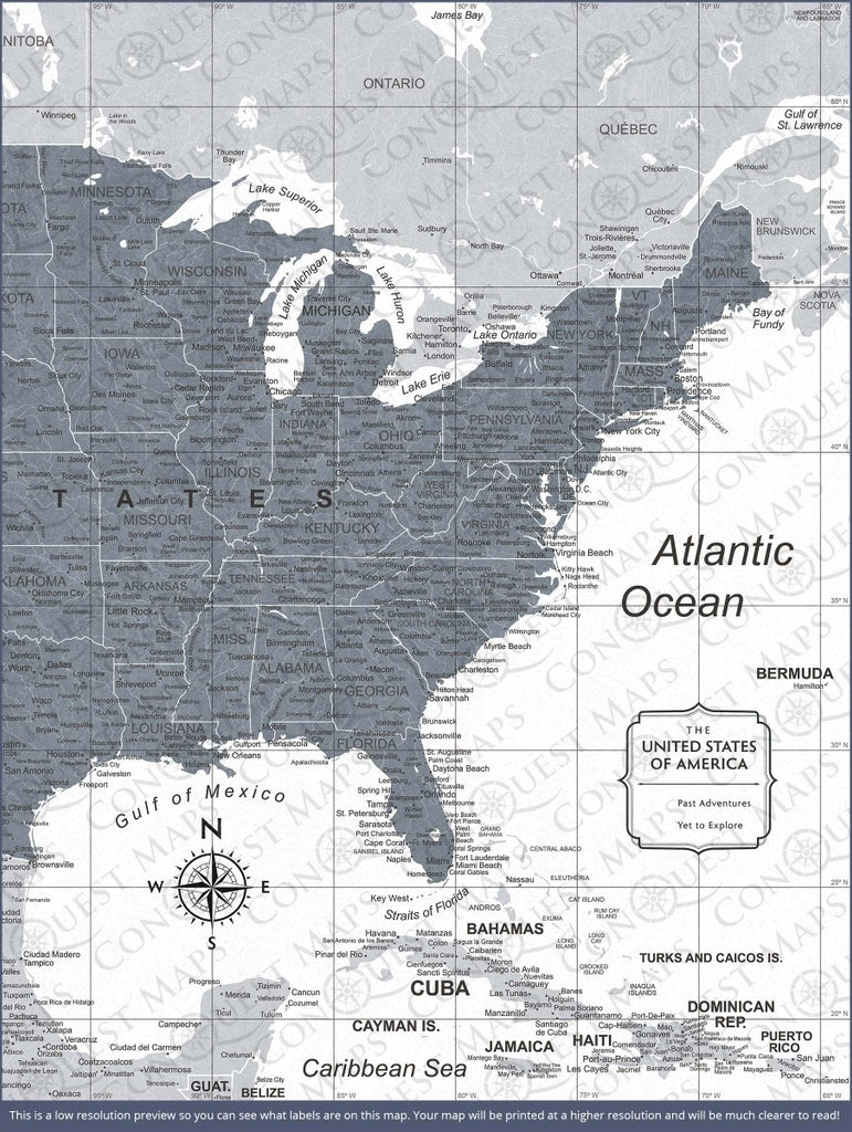 Push Pin USA Map Pin Board - Dark Gray Color Splash - Pins Included! - Liza Pruitt