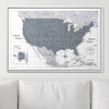 Push Pin USA Map Pin Board - Dark Gray Color Splash - Pins Included! - Liza Pruitt