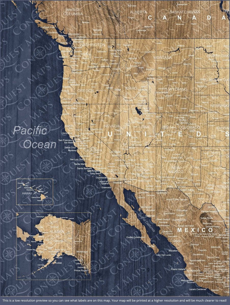 Push Pin USA Map Pin Board - Deep - Sea Drift - Pins Included! - Liza Pruitt