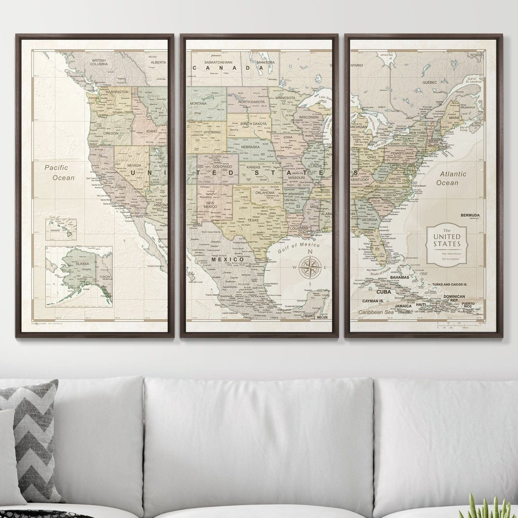 Push Pin USA Map Pin Board - Desert Sunrise - Pins Included! - Liza Pruitt