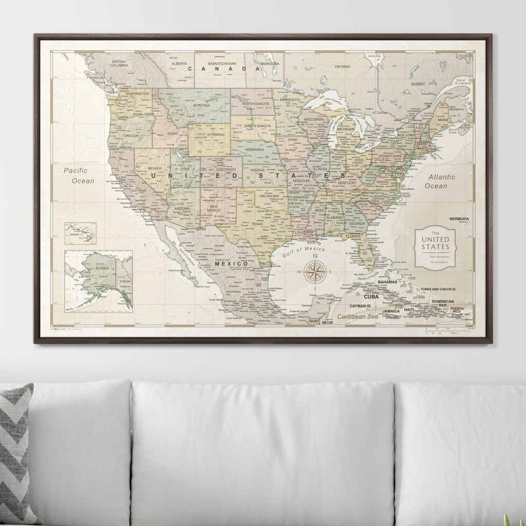 Push Pin USA Map Pin Board - Desert Sunrise - Pins Included! - Liza Pruitt