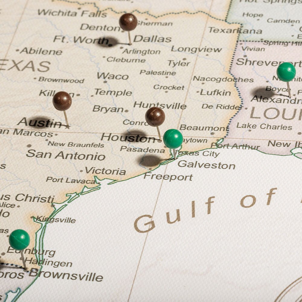 Push Pin USA Map Pin Board - Desert Sunrise - Pins Included! - Liza Pruitt