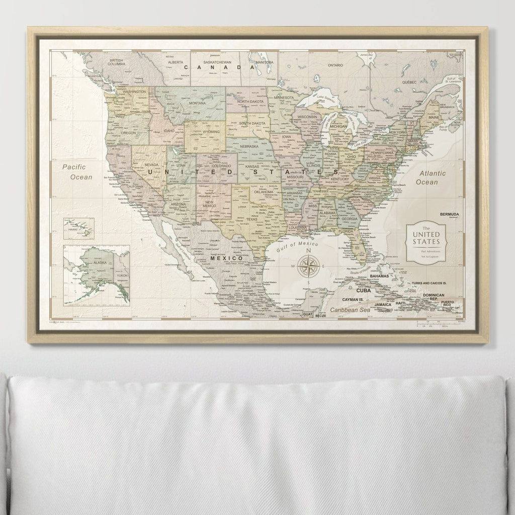 Push Pin USA Map Pin Board - Desert Sunrise - Pins Included! - Liza Pruitt