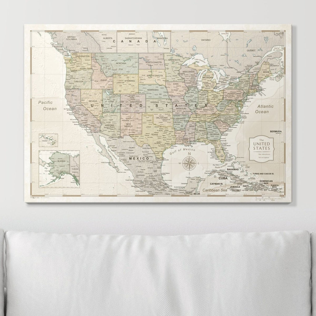 Push Pin USA Map Pin Board - Desert Sunrise - Pins Included! - Liza Pruitt