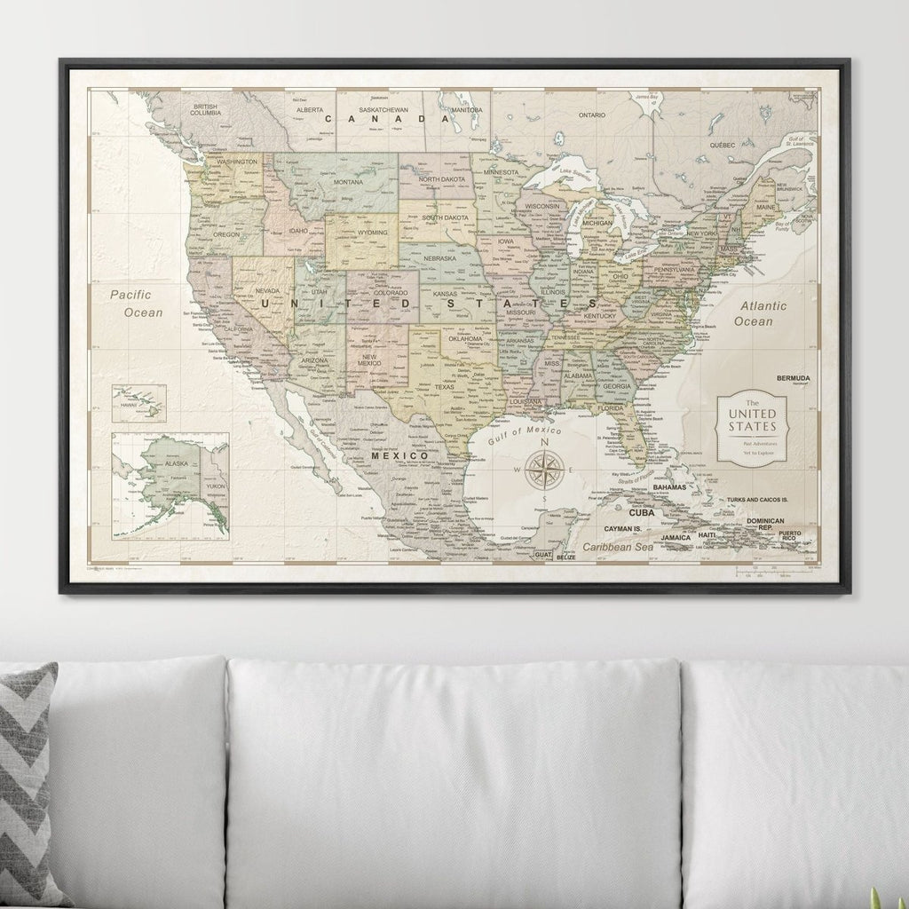 Push Pin USA Map Pin Board - Desert Sunrise - Pins Included! - Liza Pruitt