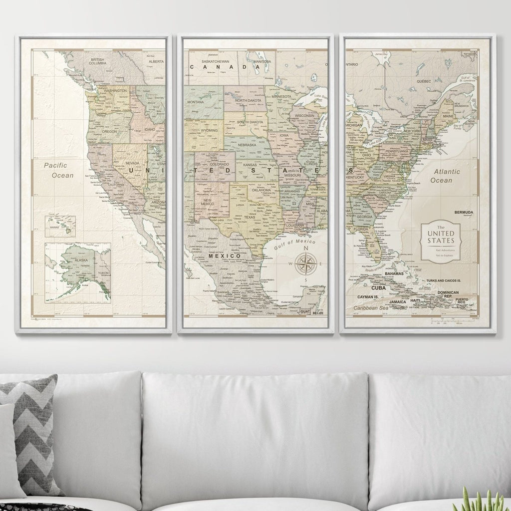 Push Pin USA Map Pin Board - Desert Sunrise - Pins Included! - Liza Pruitt