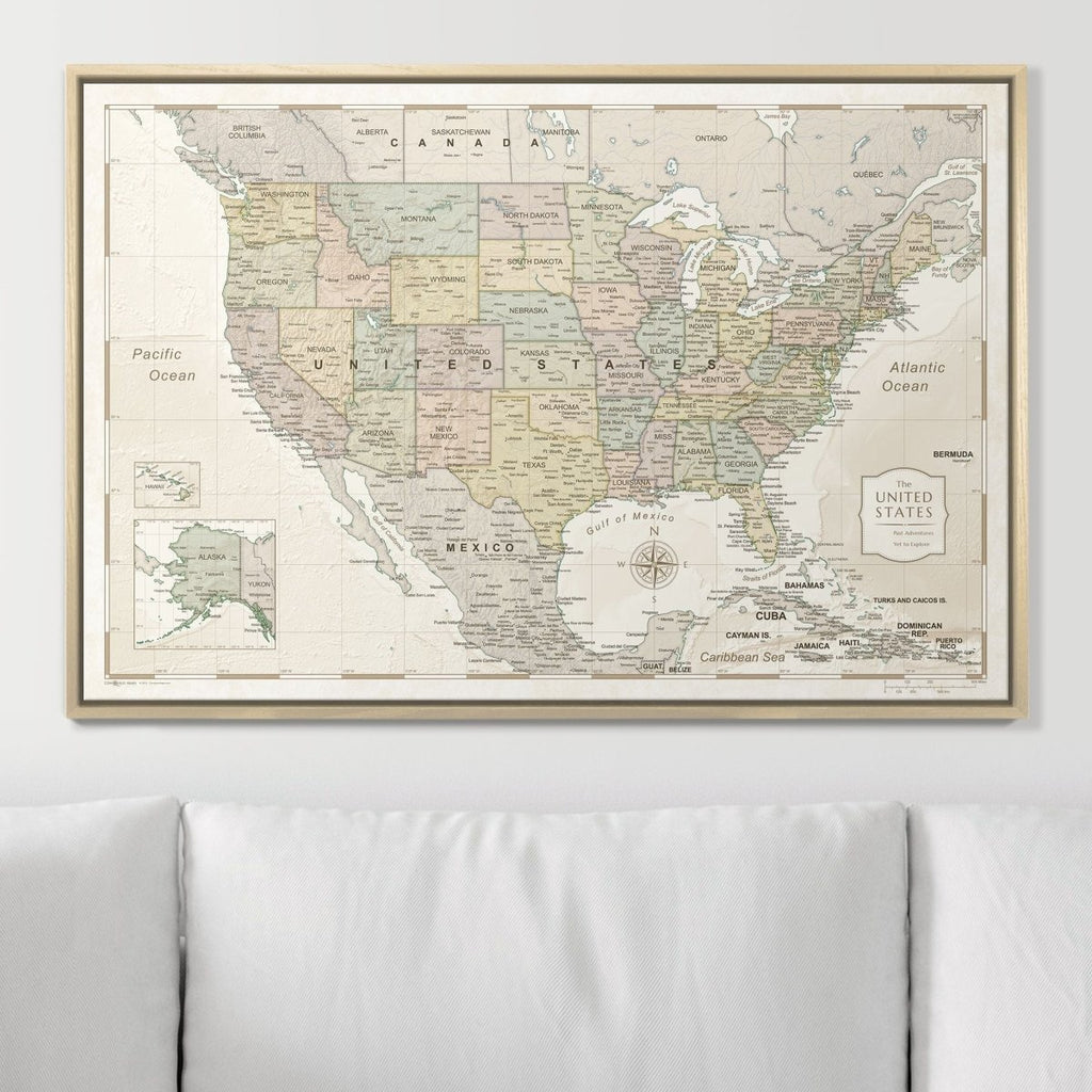 Push Pin USA Map Pin Board - Desert Sunrise - Pins Included! - Liza Pruitt