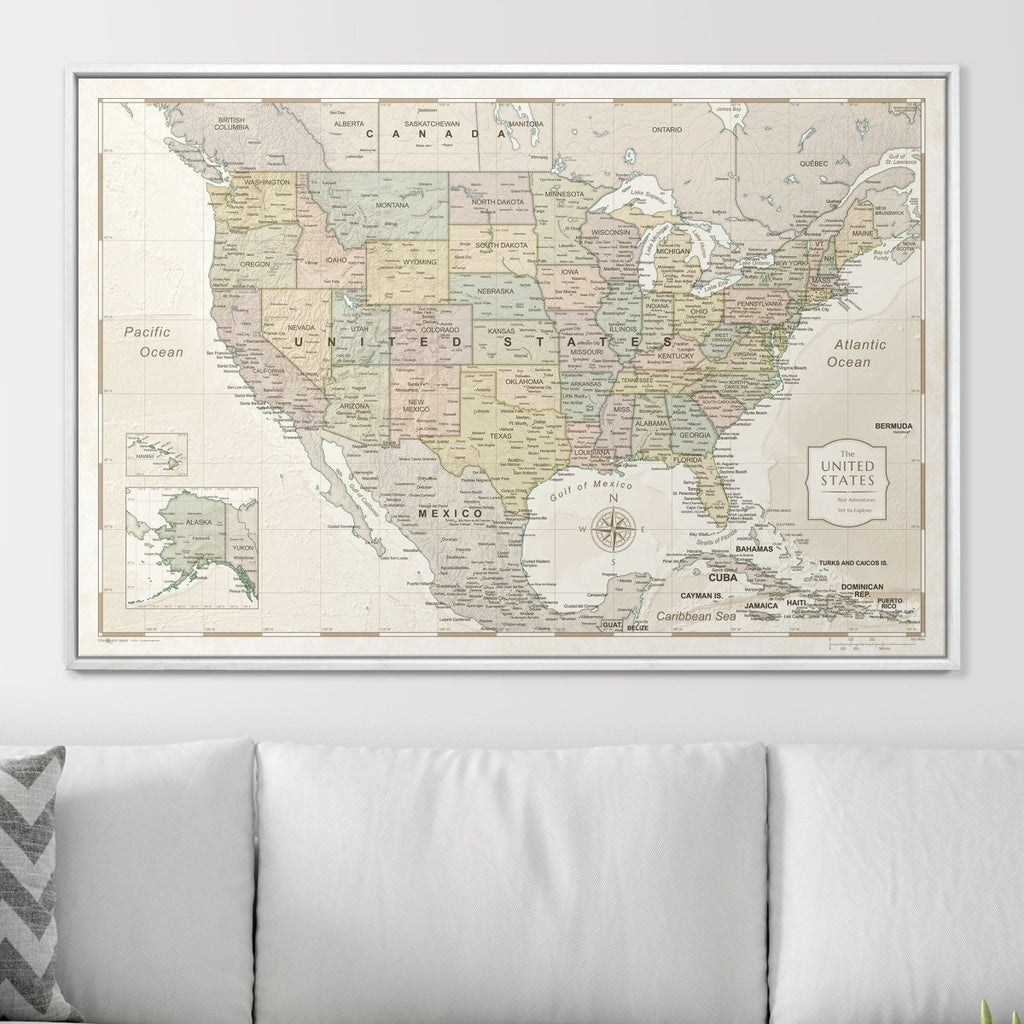Push Pin USA Map Pin Board - Desert Sunrise - Pins Included! - Liza Pruitt