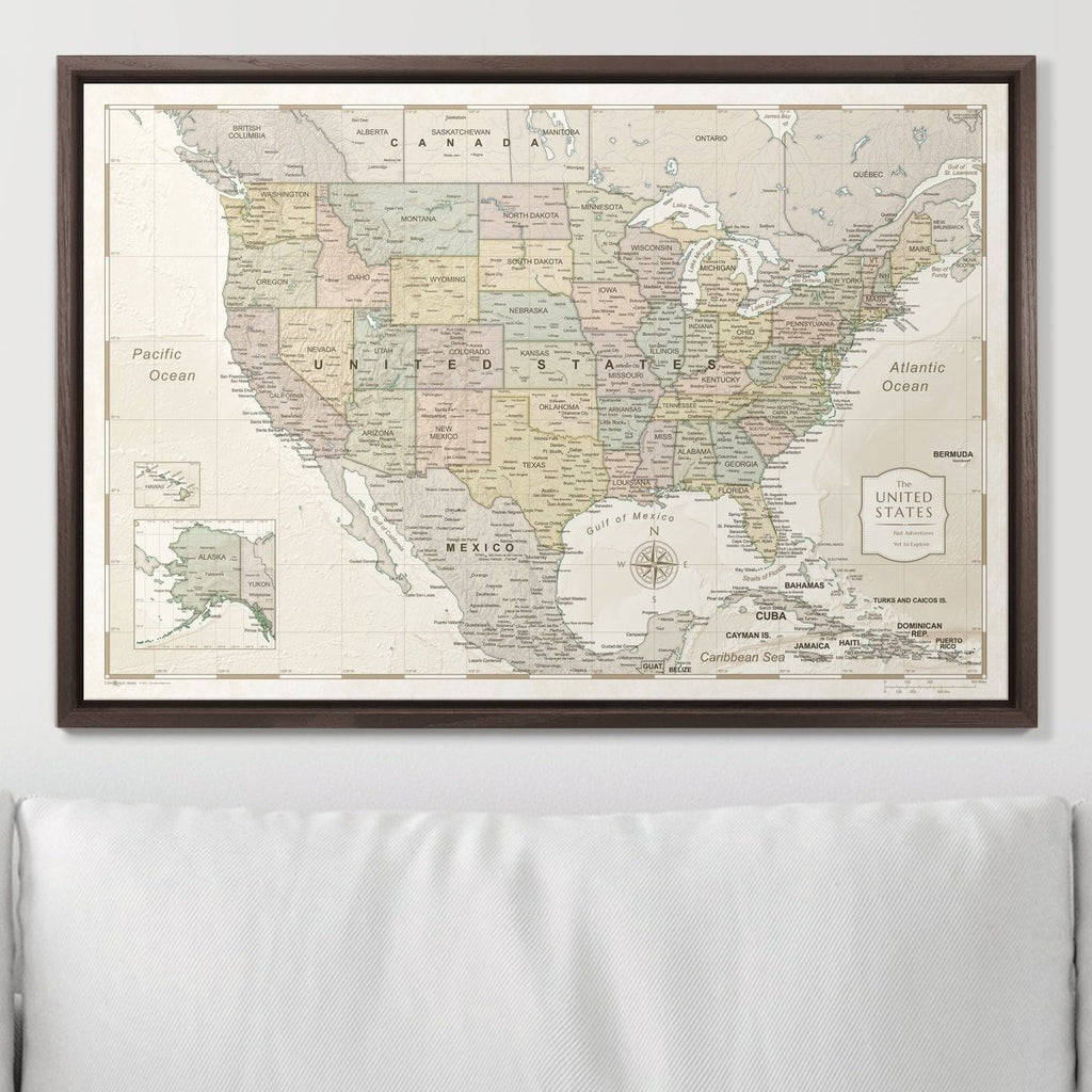 Push Pin USA Map Pin Board - Desert Sunrise - Pins Included! - Liza Pruitt