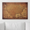 Push Pin USA Map Pin Board - Golden Aged - Pins Included! - Liza Pruitt