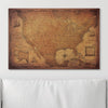Push Pin USA Map Pin Board - Golden Aged - Pins Included! - Liza Pruitt
