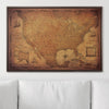 Push Pin USA Map Pin Board - Golden Aged - Pins Included! - Liza Pruitt