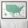 Push Pin USA Map Pin Board - Green Color Splash - Pins Included! - Liza Pruitt