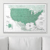 Push Pin USA Map Pin Board - Green Color Splash - Pins Included! - Liza Pruitt