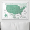 Push Pin USA Map Pin Board - Green Color Splash - Pins Included! - Liza Pruitt