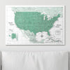 Push Pin USA Map Pin Board - Green Color Splash - Pins Included! - Liza Pruitt