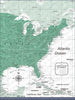 Push Pin USA Map Pin Board - Green Color Splash - Pins Included! - Liza Pruitt